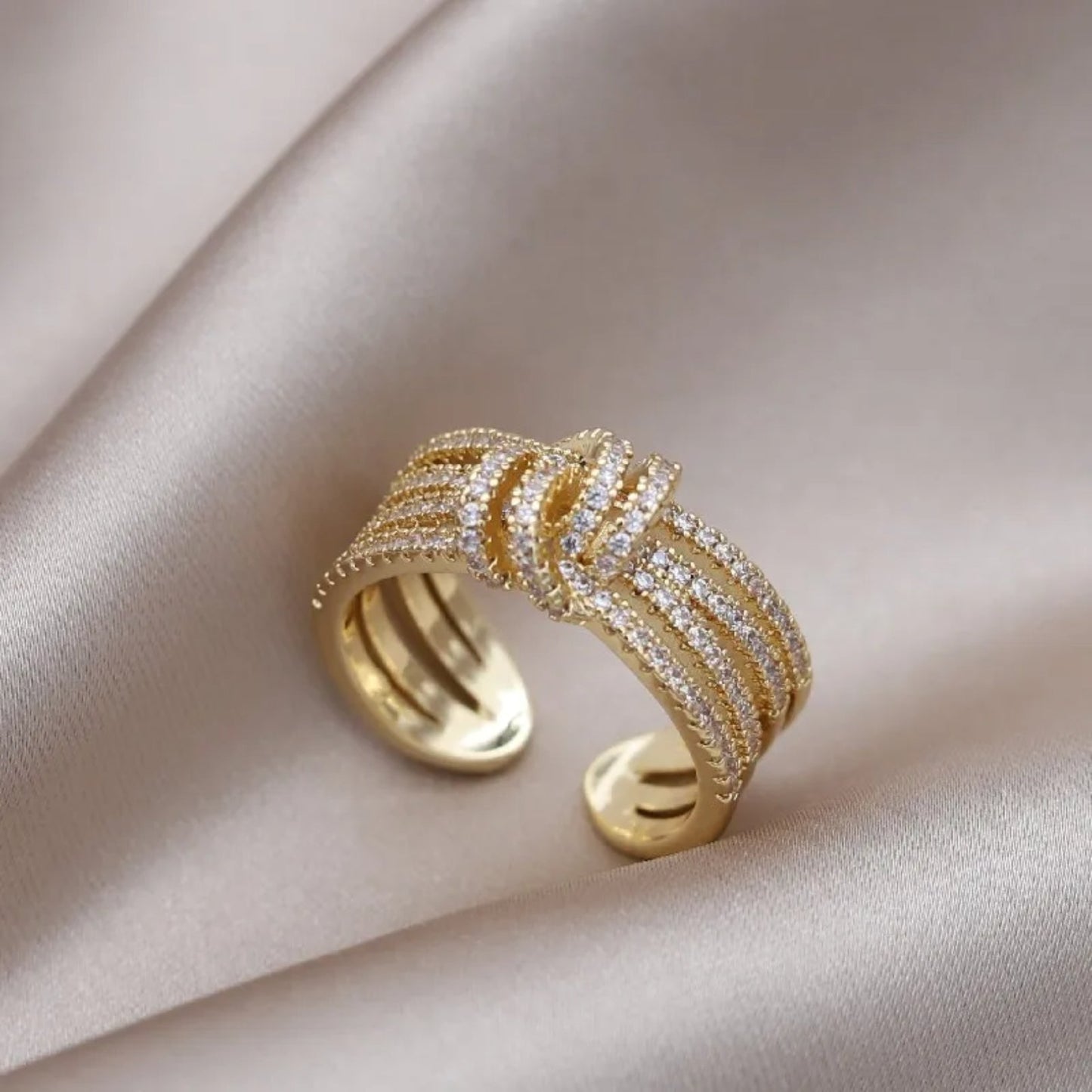 Anillo de moda de doble banda con vínculo entre madre e hija