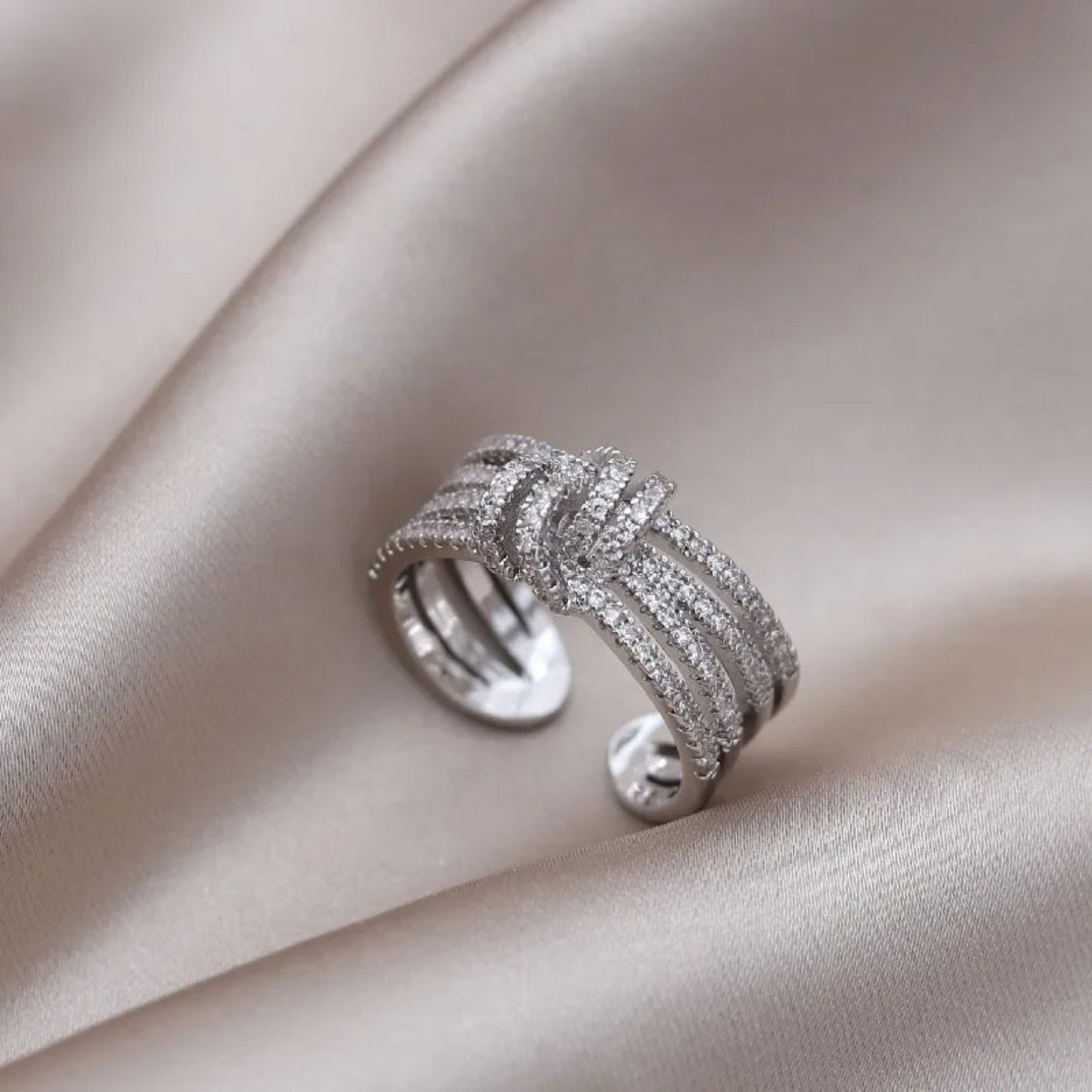 Anillo de moda de doble banda con vínculo entre madre e hija