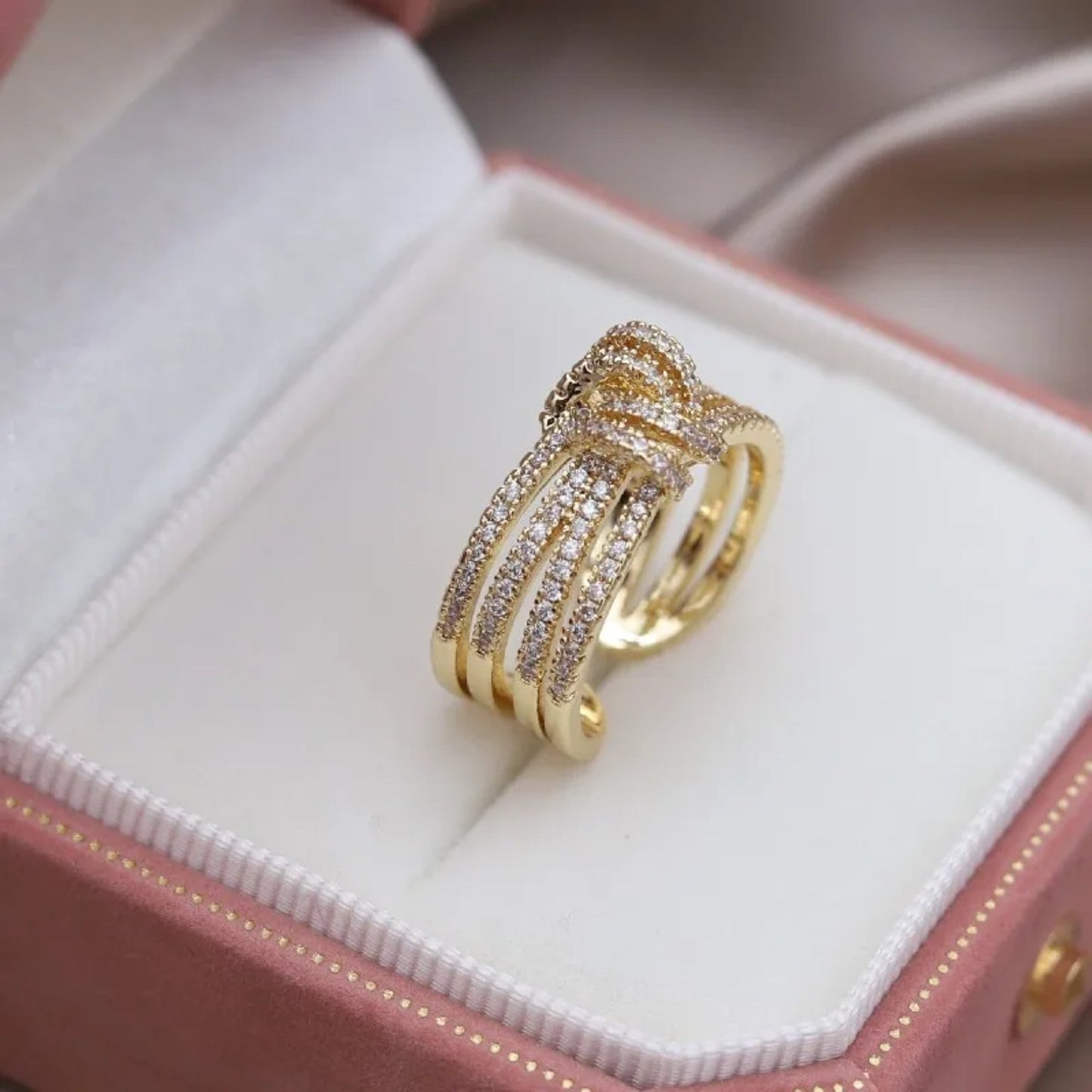 Anillo de moda de doble banda con vínculo entre madre e hija