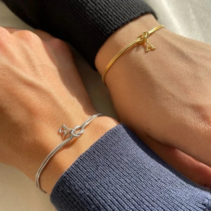 Mother & Daughter Eternal Bond Initial Letter Knot Bracelets