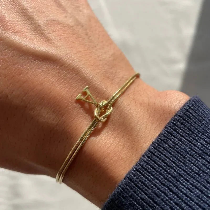 Mother & Daughter Eternal Bond Initial Letter Knot Bracelets