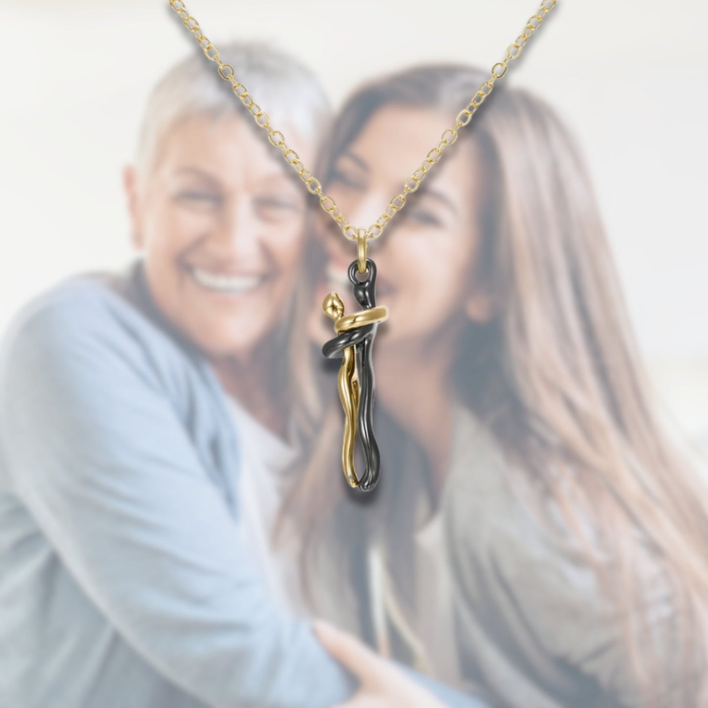 Mother Daughter Hugging Necklace