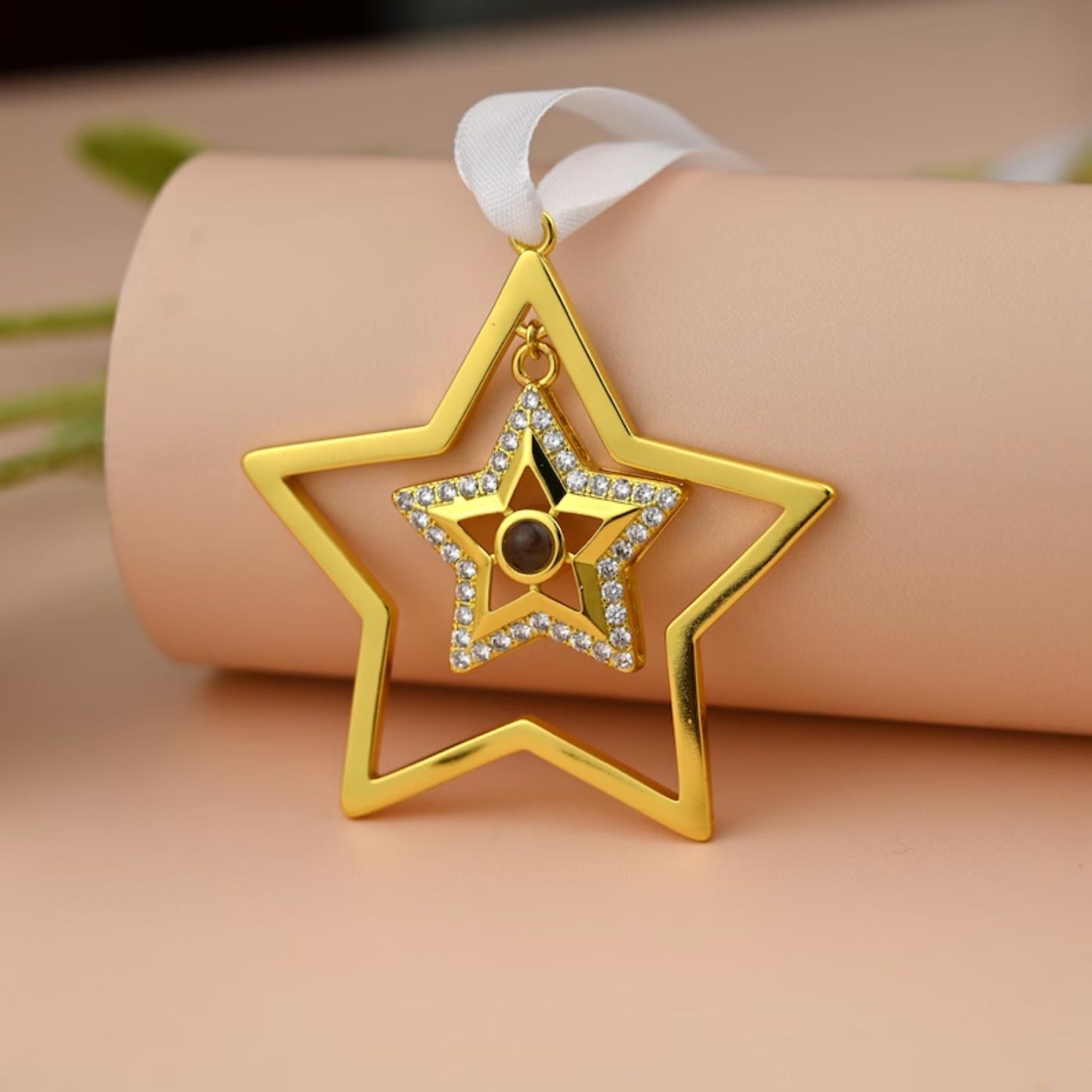 Personalized Christmas Double Star Photo Ornament