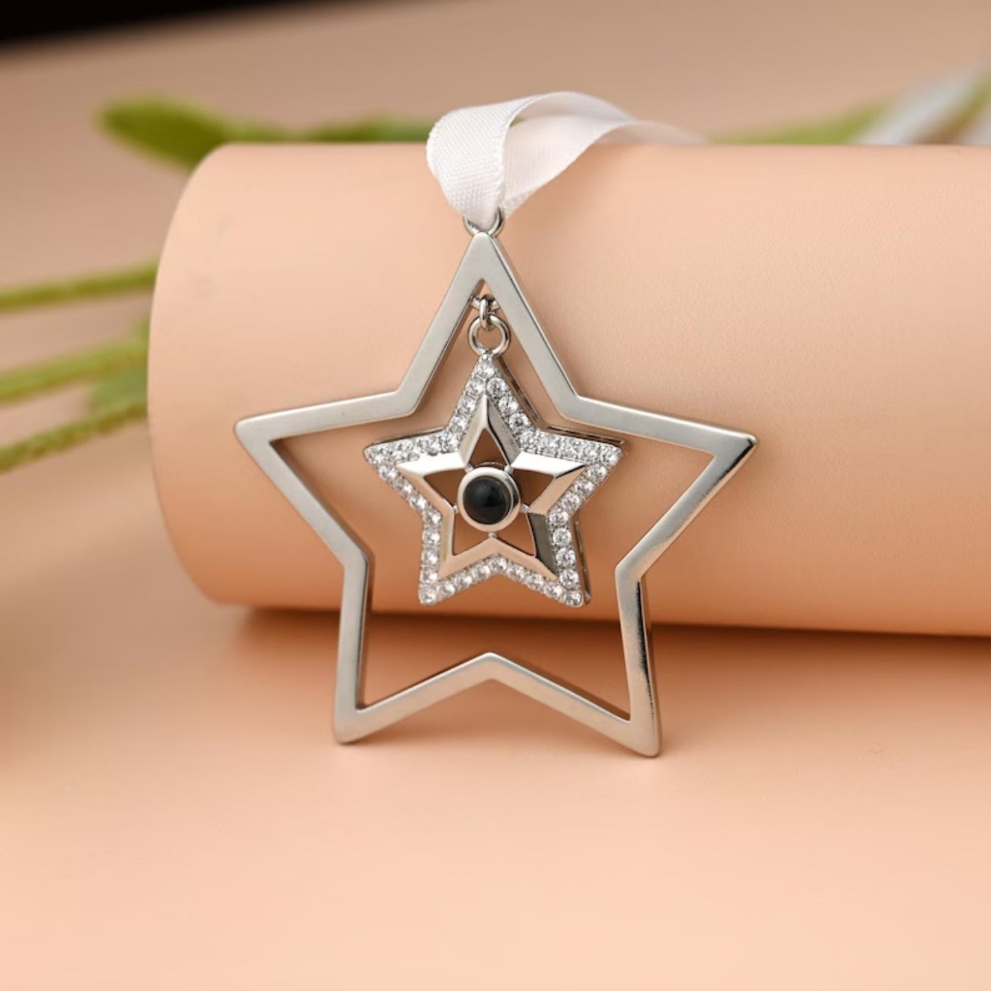 Personalized Christmas Double Star Photo Ornament