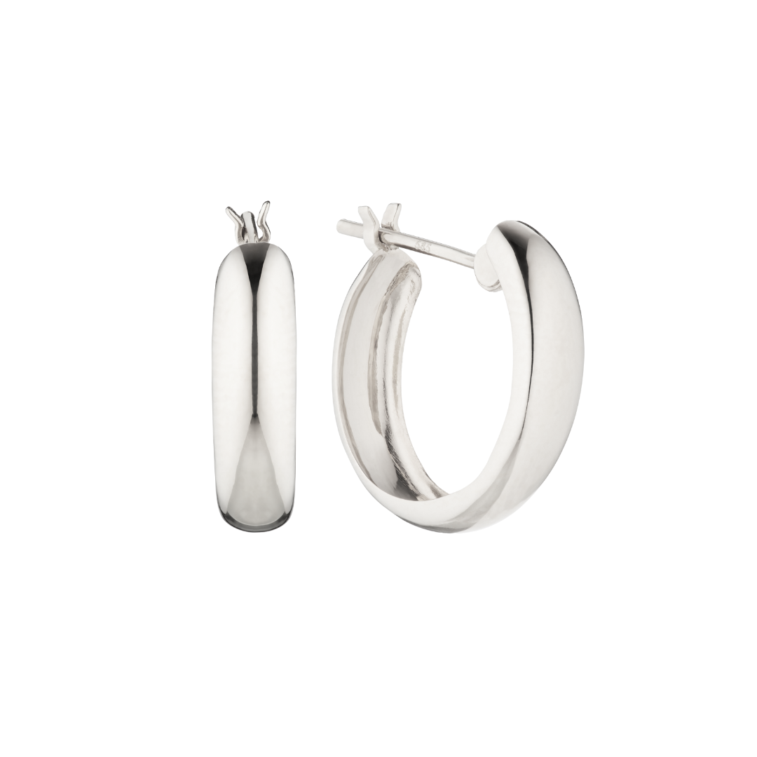 Pendientes de aro lisos de plata