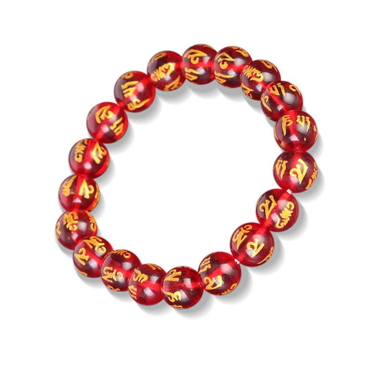 Red Tibetan Six Words Mantra Lucky Bracelet