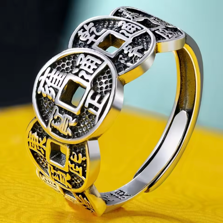 Vintage Silver Lucky Coin Ring