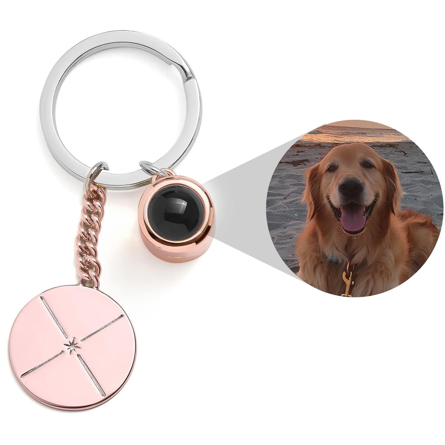 Engravable Circle Photo Keychain