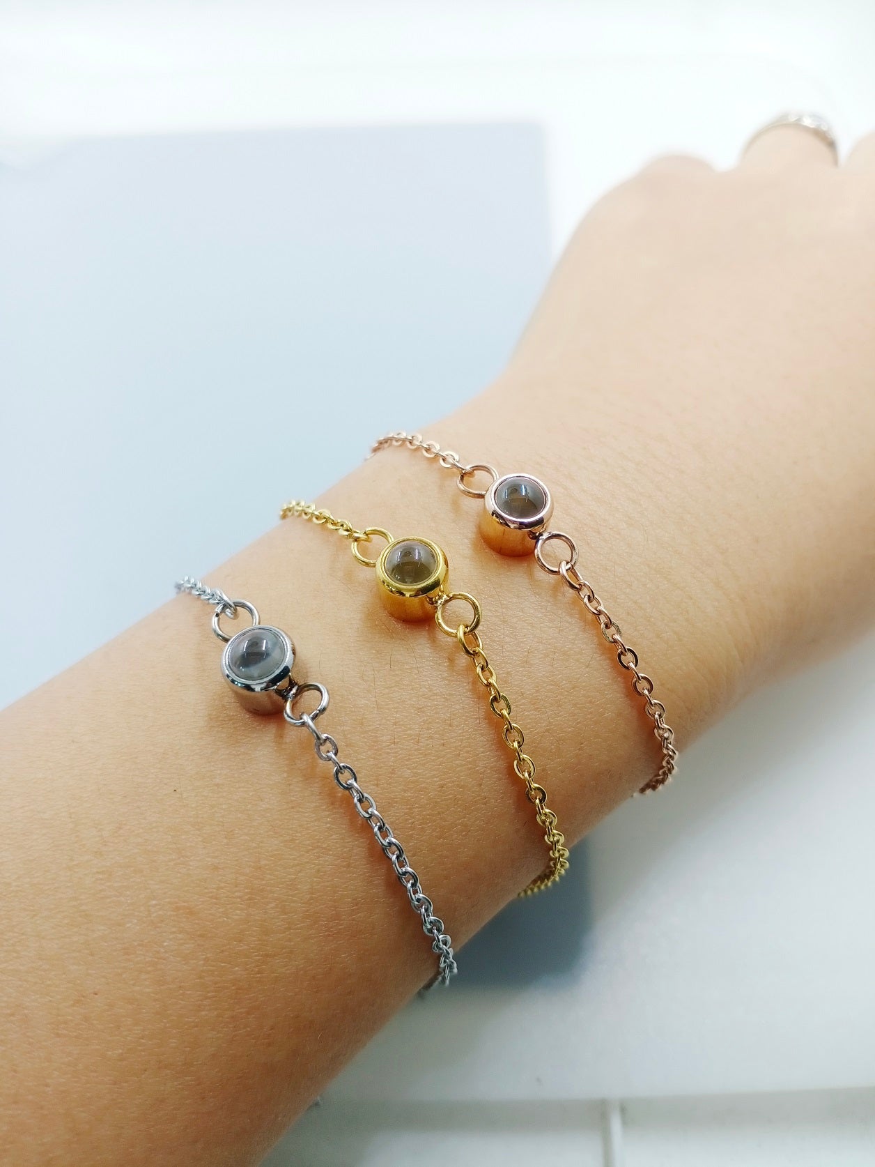 Sisters Matching Photo Projection Dainty Bracelet