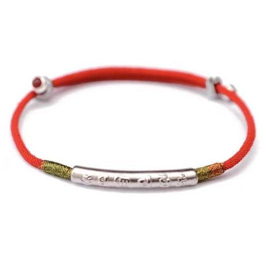 Tibetan Buddhist Handmade Silver Mani Mantra Lucky Bracelet