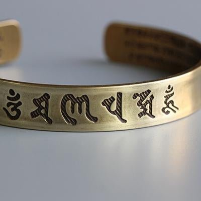 Tibetan Buddhist Mantra Brass Bangle