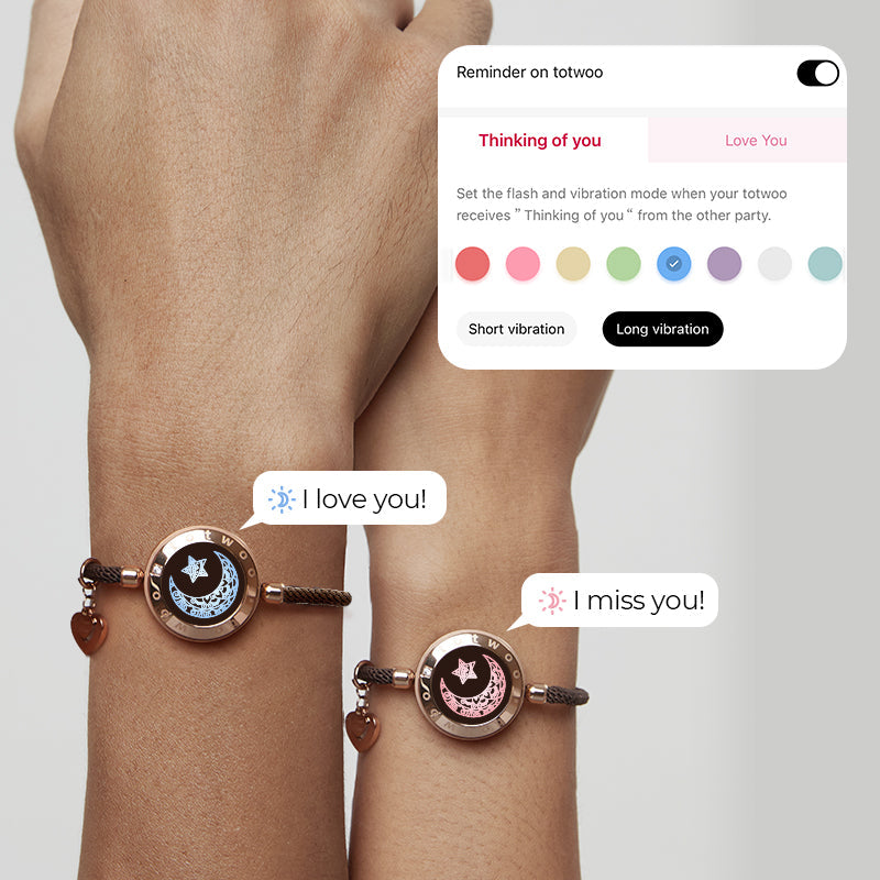 Moon&Star Touch Bracelets with Milan Rope (Brown+Brown) - Touch Bling