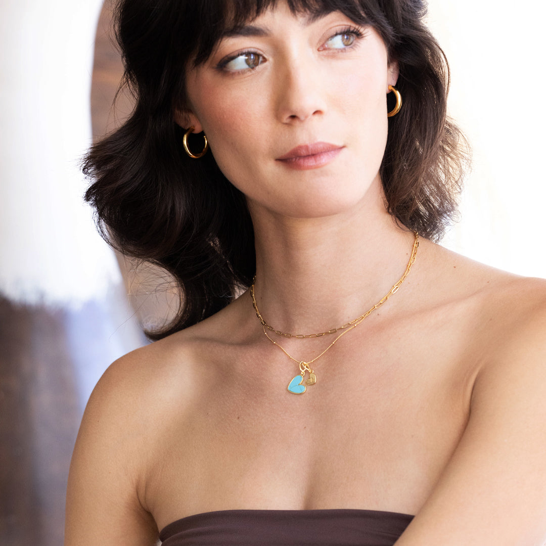 Turquoise Initial Heart Necklace