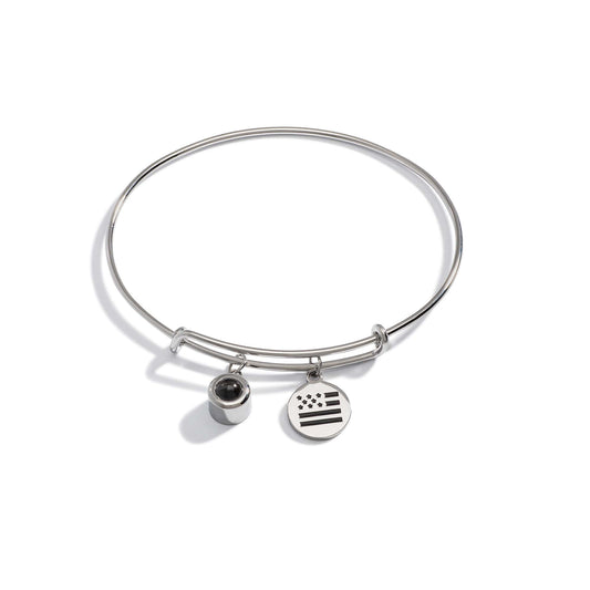 Personalized Photo Bangle With USA Flag Charm