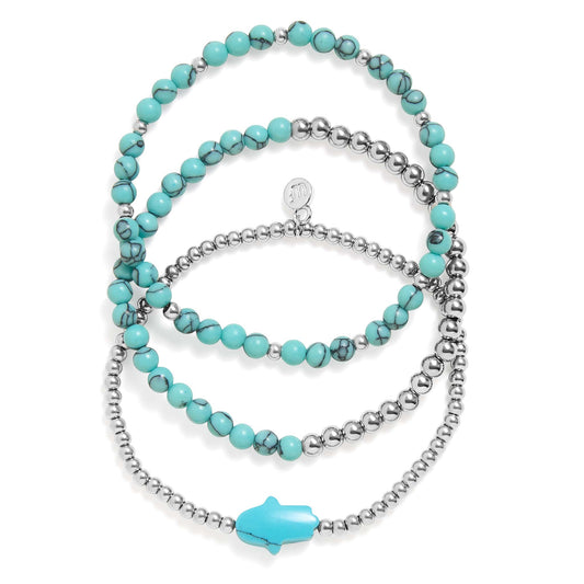 Conjunto de pulseras elásticas de Hamsa turquesa