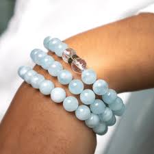 Aquamarine Bracelet Handmade Beaded Womens Crystal Jewelry