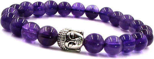 Buddha Stones Amethyst Peach Blossom Fortune Meditation Bracelet