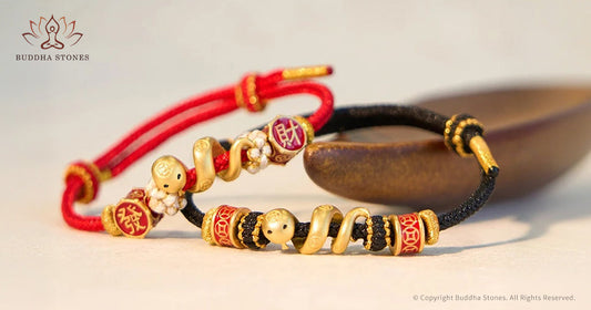 Buddha Stones Black Onyx Copper Dzi Bead Cone Pendant Double Wrap Protection Bracelet