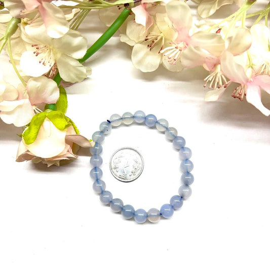 Buddha Stones Blue Chalcedony Emotional Balance Energy Bracelet Bangle