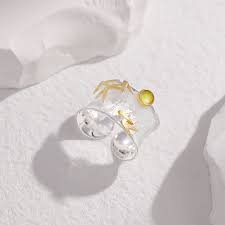 Buddha Stones Chalcedony Bamboo Leaf Pattern Positive Adjustable Ring