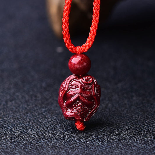 Buddha Stones Chinese Zodiac Cinnabar Calm Concentration Necklace Pendant