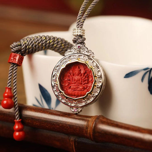 Buddha Stones Chinese Zodiac Cinnabar Peace Buckle Calm Necklace Pendant