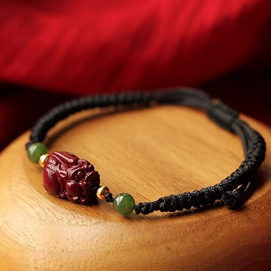 Buddha Stones Cinnabar Pixiu Blessing Calm String Bracelet