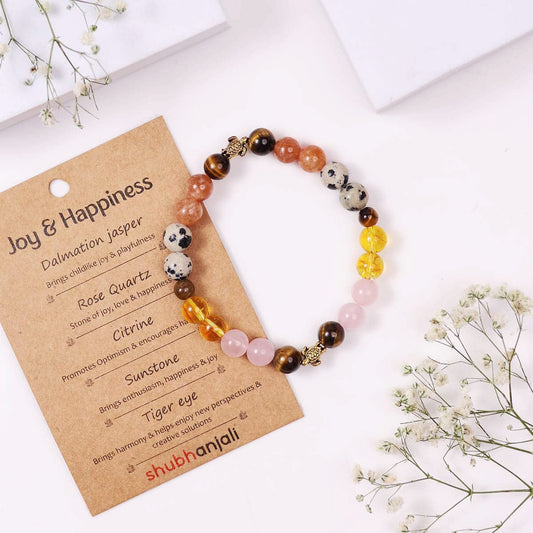 Buddha Stones Citrine Topaz Smoky Quartz Tiger Eye Happiness Bracelet