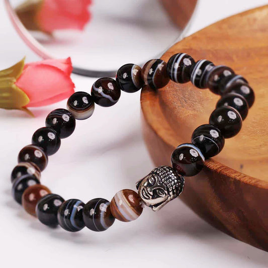 Buddha Stones Fengshui Pixiu Obsidian Wealth Bracelet