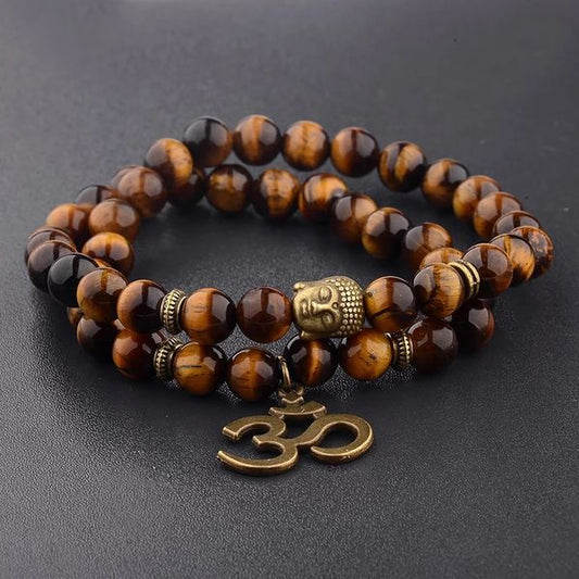 Buddha Stones Jade Yellow Tiger Eye Prosperity Bracelet