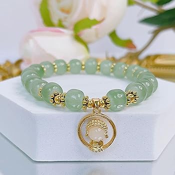 Buddha Stones Leaf Bead Copper Brass Luck Wealth Cuff Bracelet Bangle