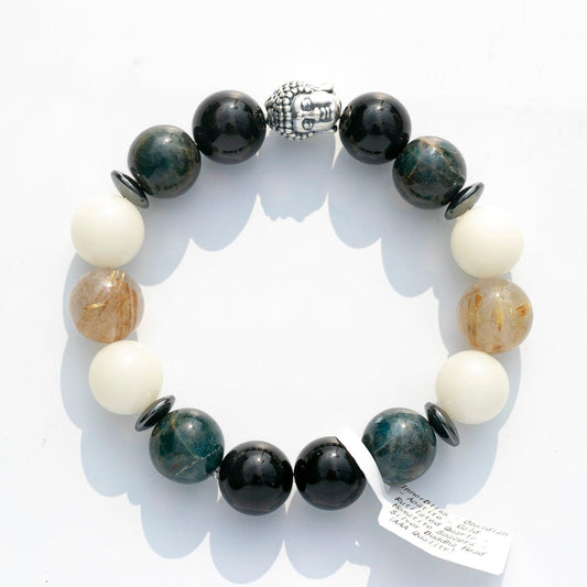 Buddha Stones Multicolored Rutilated Quartz Fox Protection Double Wrap Bracelet