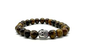 Buddha Stones Natural Black Onyx White Stone Green Aventurine Tiger Eye Agate Mixed Color Buddha Head Protection Bracelet