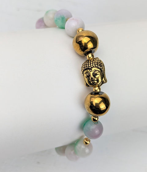 Buddha Stones Natural Blue Candy Agate White Crystal Nine Tailed Fox Harmony Bracelet