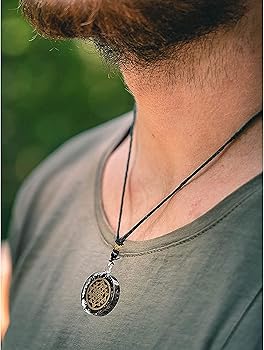 Buddha Stones Natural Chalcedony Ginkgo Leaf Peace Buckle Harmony Necklace Pendant