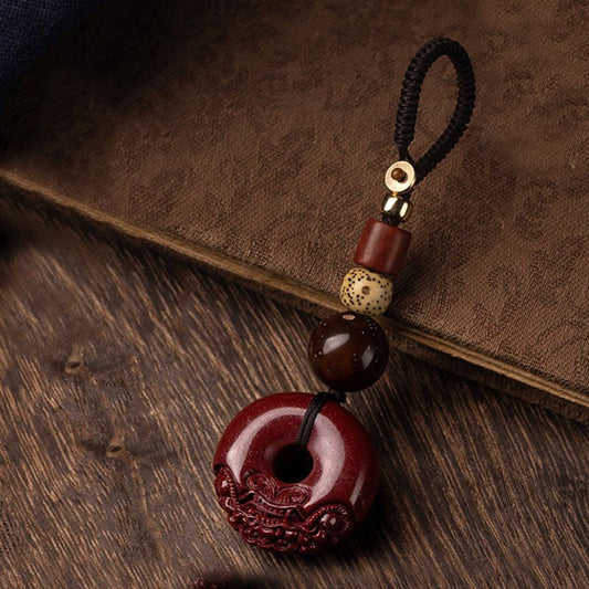 Buddha Stones Natural Cinnabar Peace Buckle Blessing Red String Belly Chain