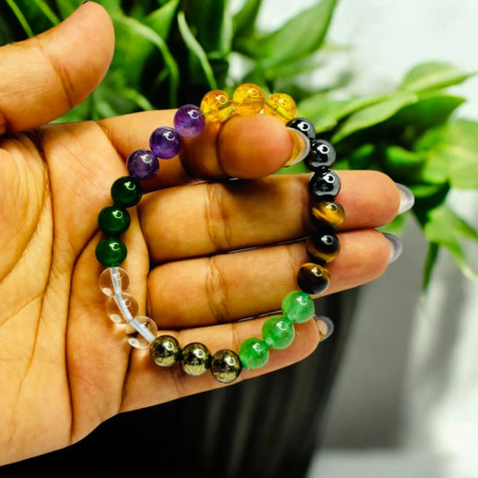 Buddha Stones Natural Citrine Glass Beads Flower Multiple Layers Prosperity Bracelet