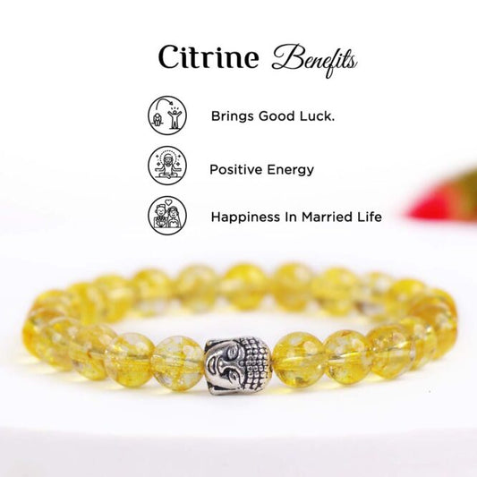 Buddha Stones Natural Citrine Rutilated Quartz Prosperity Bracelet