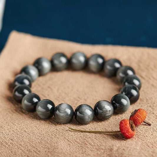 Buddha Stones Natural Eagles Eye Stone Courage Positive Bracelet