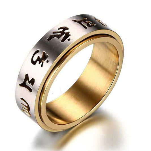 Buddha Stones Natural Jade Om Mani Padme Hum Carved Prosperity Ring