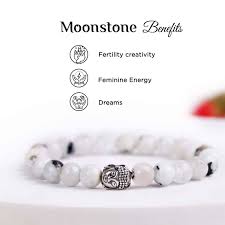 Buddha Stones Natural Moonstone Heitan Jade Peace Buckle Healing Bracelet