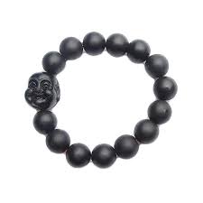 Buddha Stones Natural Silver Sheen Obsidian Lunar Meteorite Protection Bracelet