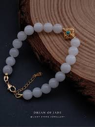 Buddha Stones Natural White Agate Hetian Jade Peace Buckle Auspicious Clouds Positive Bracelet Bangle