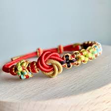 Buddha Stones Two Color Rope Handcrafted Eight Thread Peace Knot Bracelet