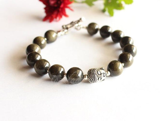 Buddha Stones Vintage Lava Rock Three Eyed Dzi Bead Copper Brass Multi Turn Wrap Calm Bracelet