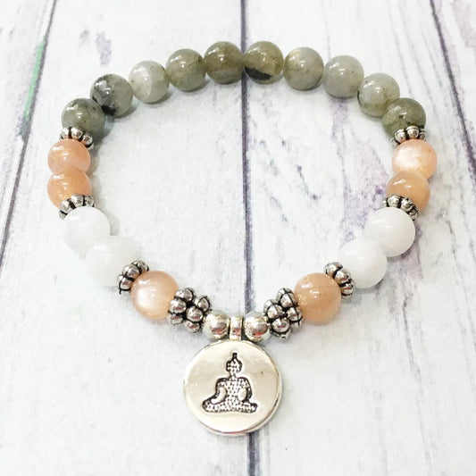 Embrace Mindfulness with the Buddha Stones Green Rutilated Quartz Bracelet