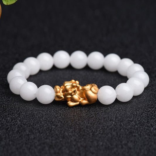 Embracing Serenity with Buddha Stones White Jade Bracelets