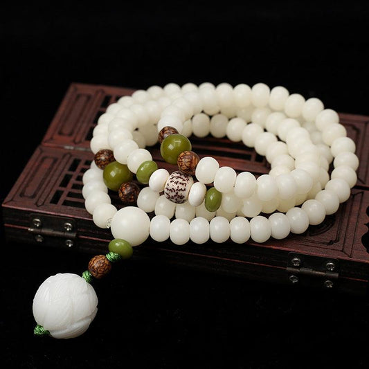 Embracing Serenity with Natural White Jade Bodhi Bead Bracelet