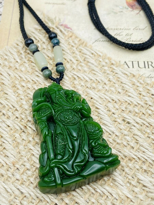Gift Recommendation: Buddha Stones Natural Green Jade Caishen Ingot Pendant