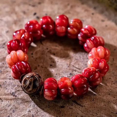 Natural Old Camel Bone Bracelet Pure Hand Carved Dice Tibetan Bead Bracelet